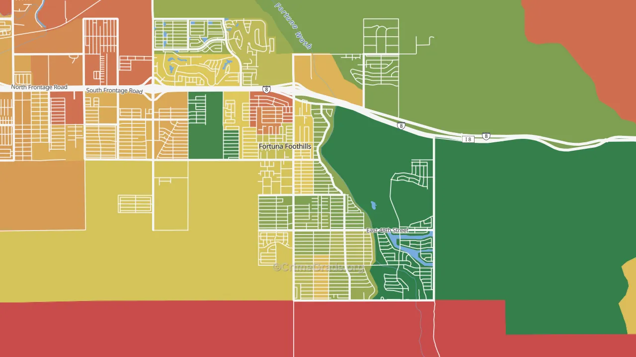 Foothills, Fortuna Foothills, AZ Map of Murder Rates