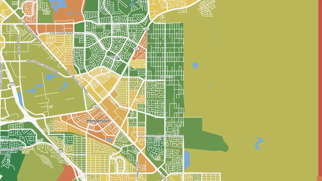 Foothills, Henderson, NV Map of Murder Rates