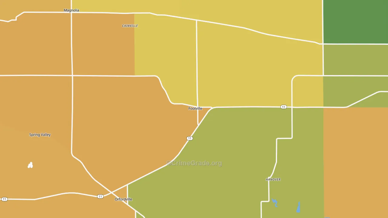 Footville, WI Map of Murder Rates