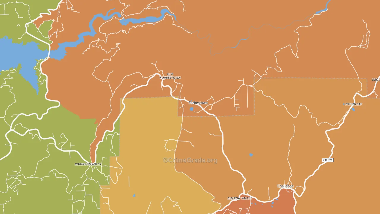 Forbestown, CA Map of Murder Rates