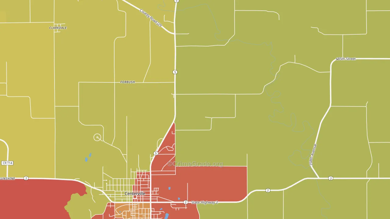 Forbush, IA Map of Murder Rates