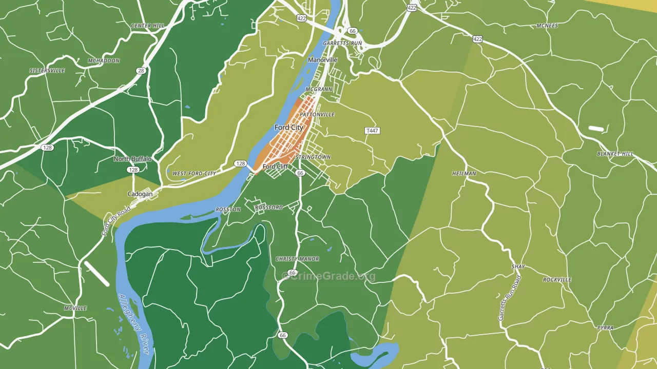 Ford City, PA Map of Murder Rates