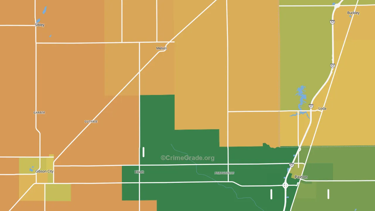 Ford County, IL Map of Murder Rates