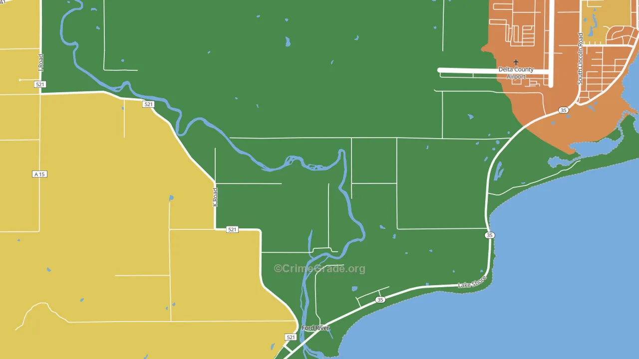 Ford River, MI Map of Murder Rates