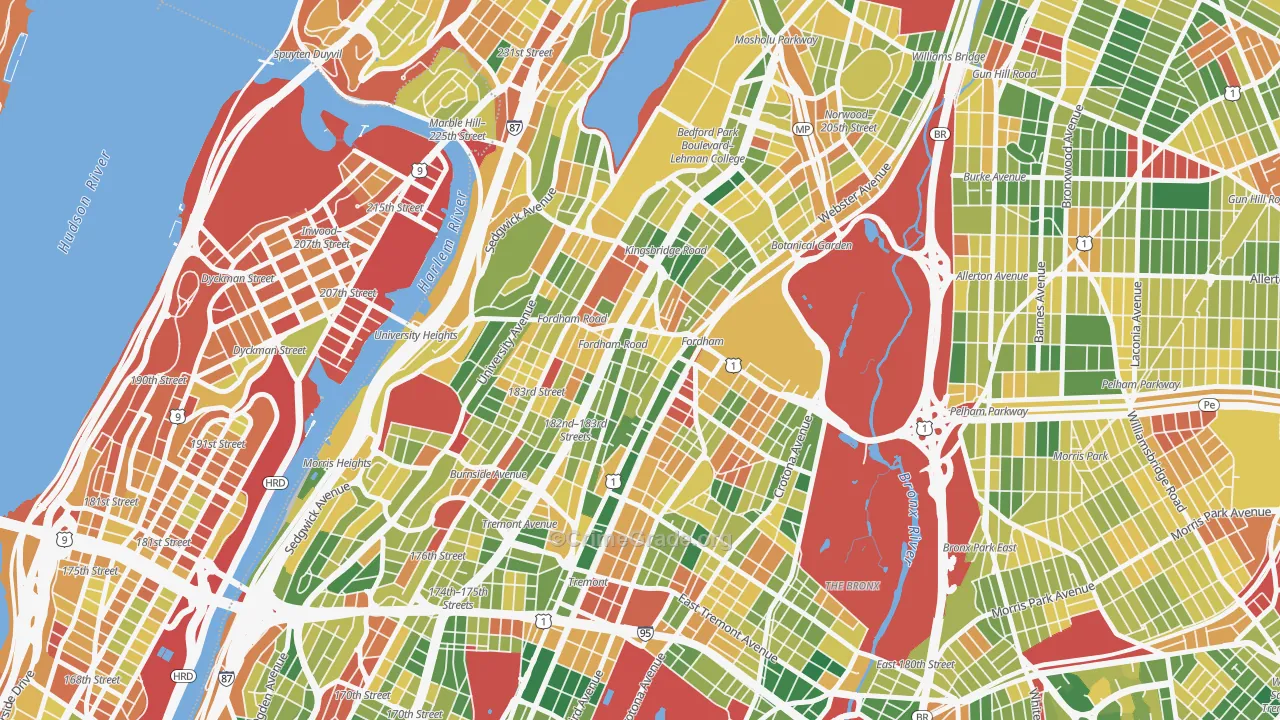 Fordham, Bronx, NY Map of Murder Rates