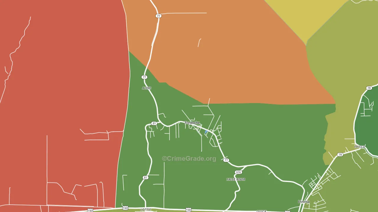 Fordoche, LA Map of Murder Rates