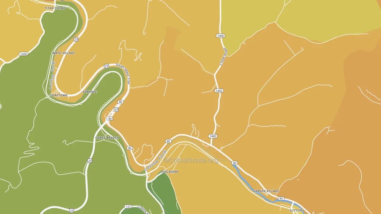Fords Branch, KY Map of Murder Rates