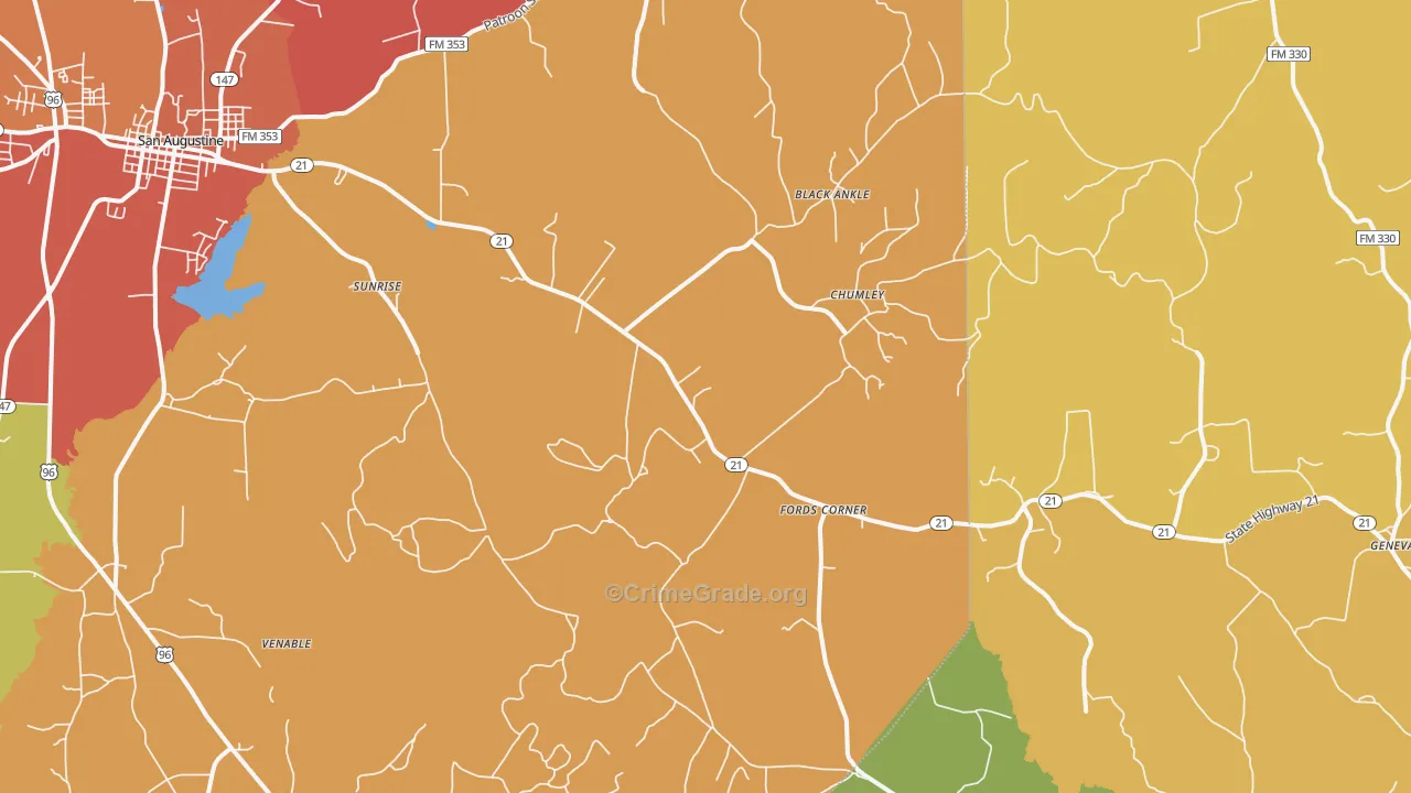 Fords Corner, TX Map of Murder Rates