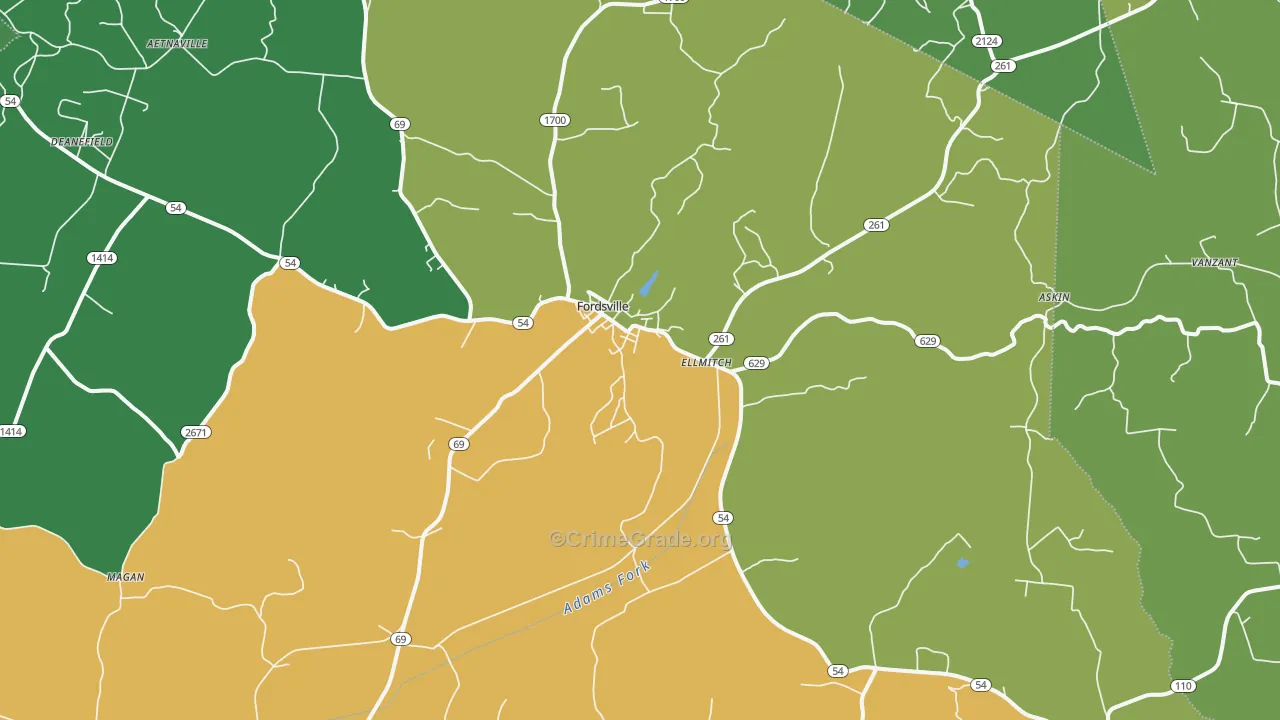 Fordsville, KY Map of Murder Rates