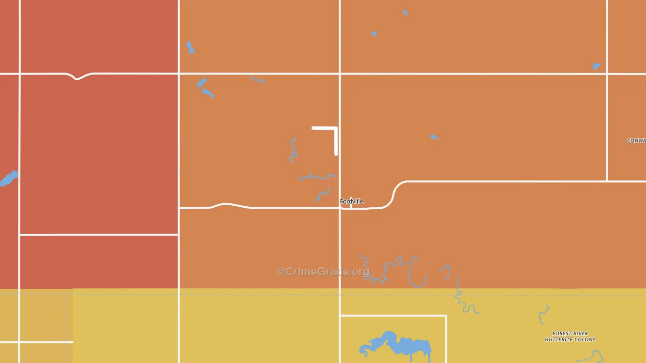 Fordville, ND Map of Murder Rates
