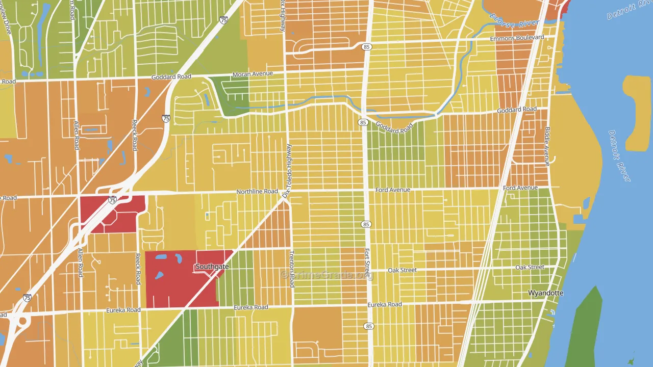 Fordville, Southgate, MI Map of Murder Rates