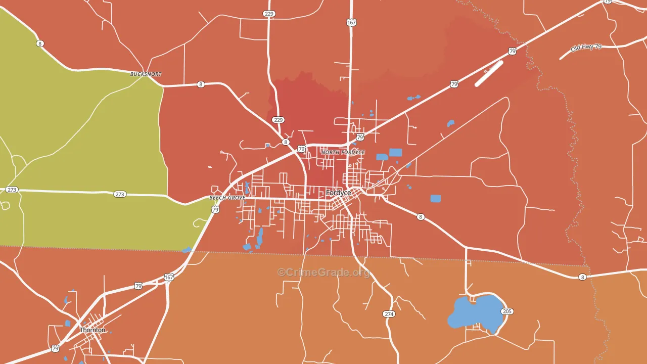 Fordyce, AR Map of Murder Rates