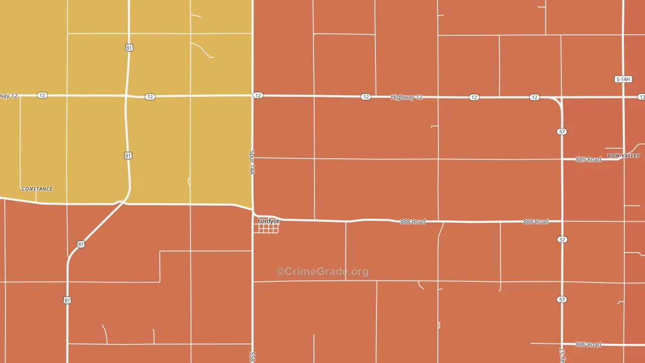 Fordyce, NE Map of Murder Rates