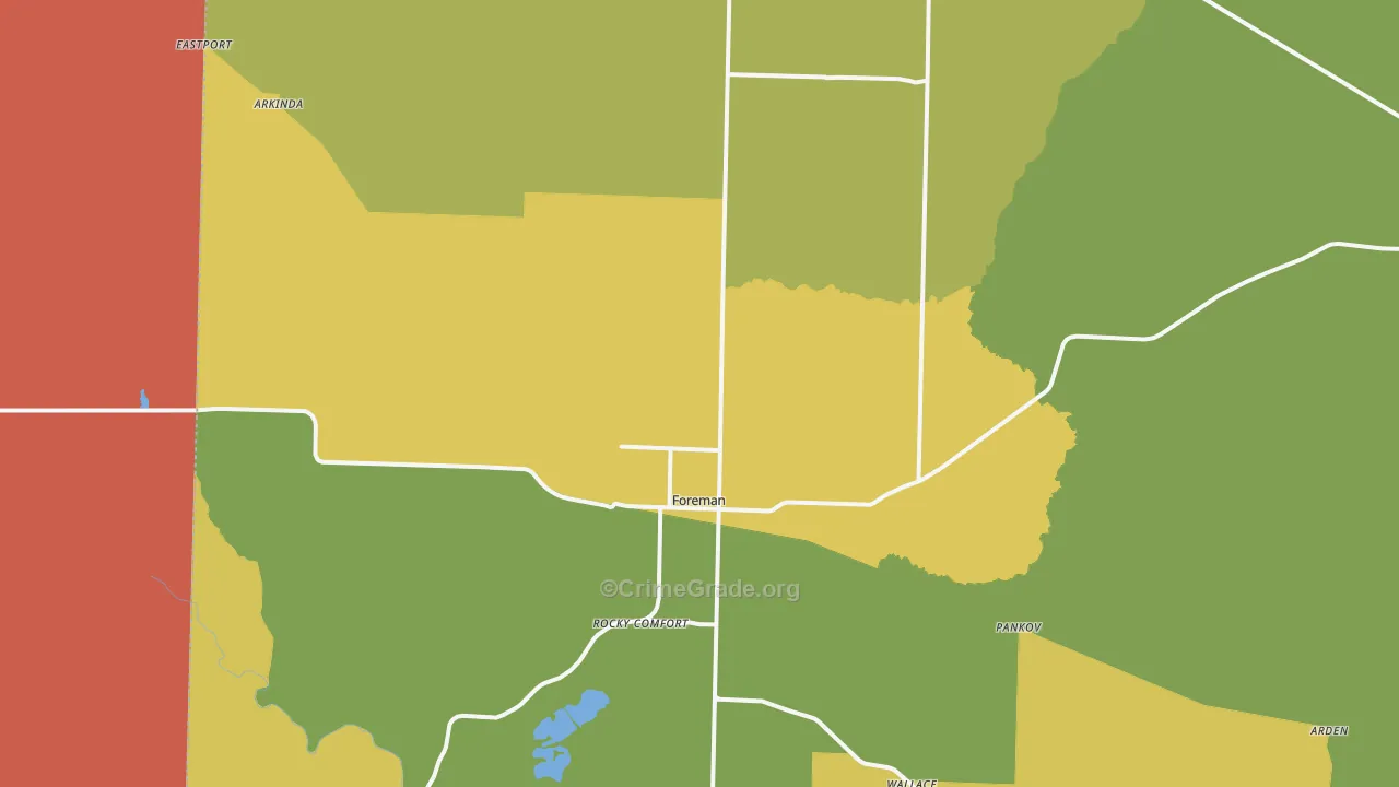 Foreman, AR Map of Murder Rates