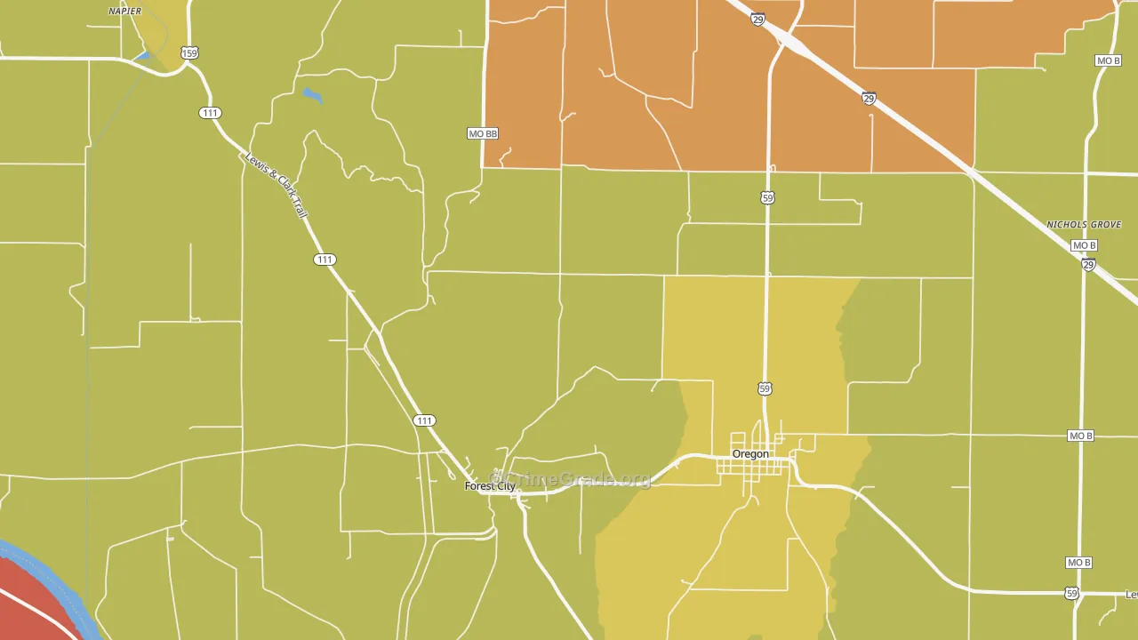 Forest City, MO Map of Murder Rates