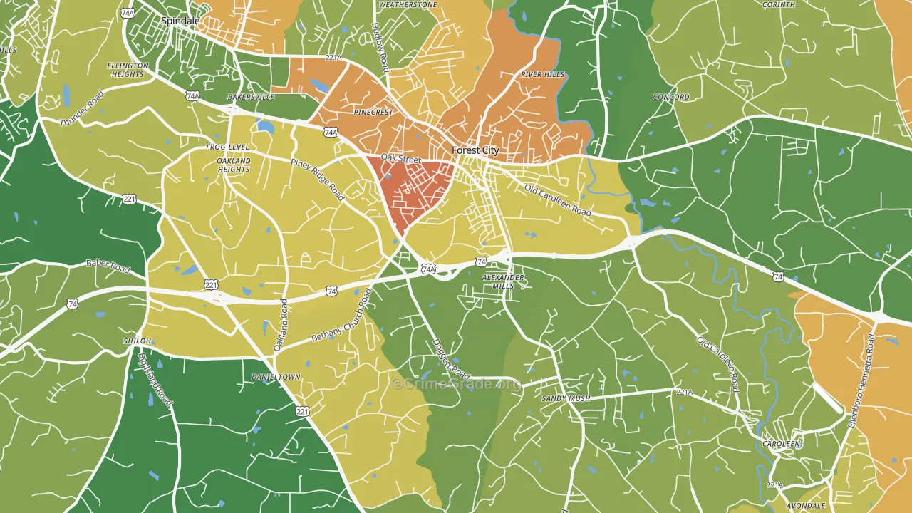 Forest City, NC Map of Murder Rates