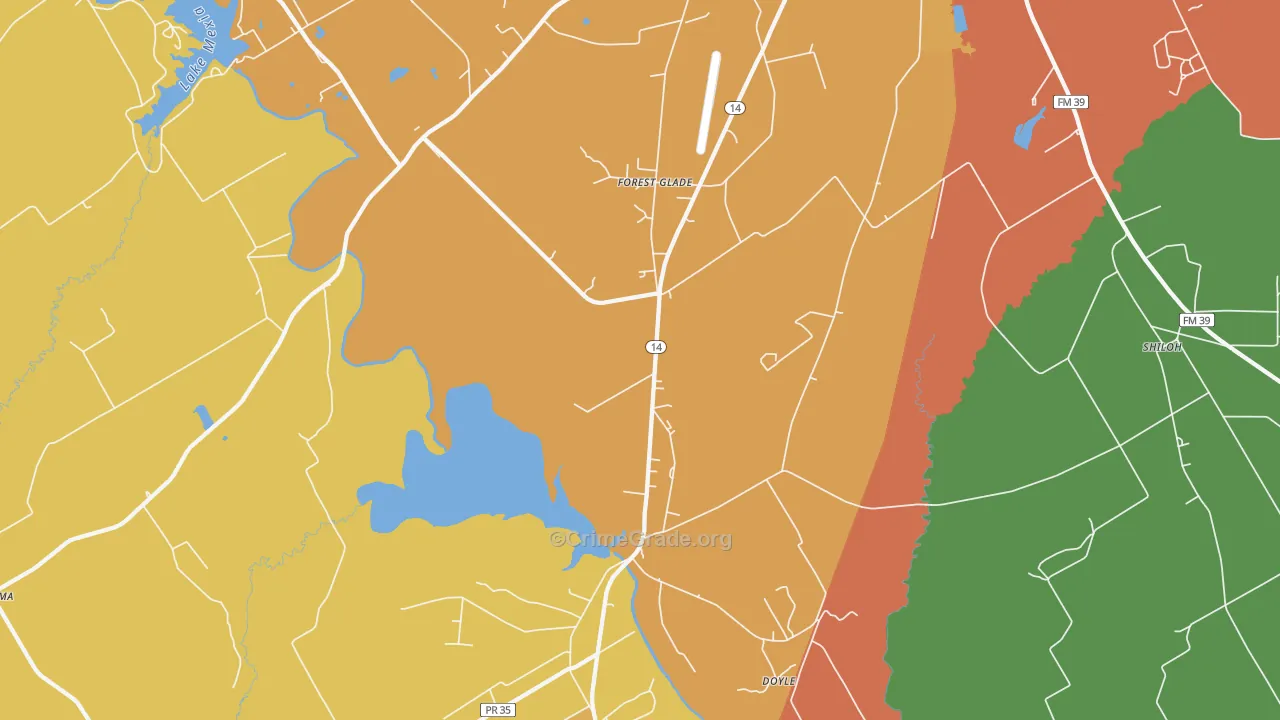 Forest Glade, TX Map of Murder Rates