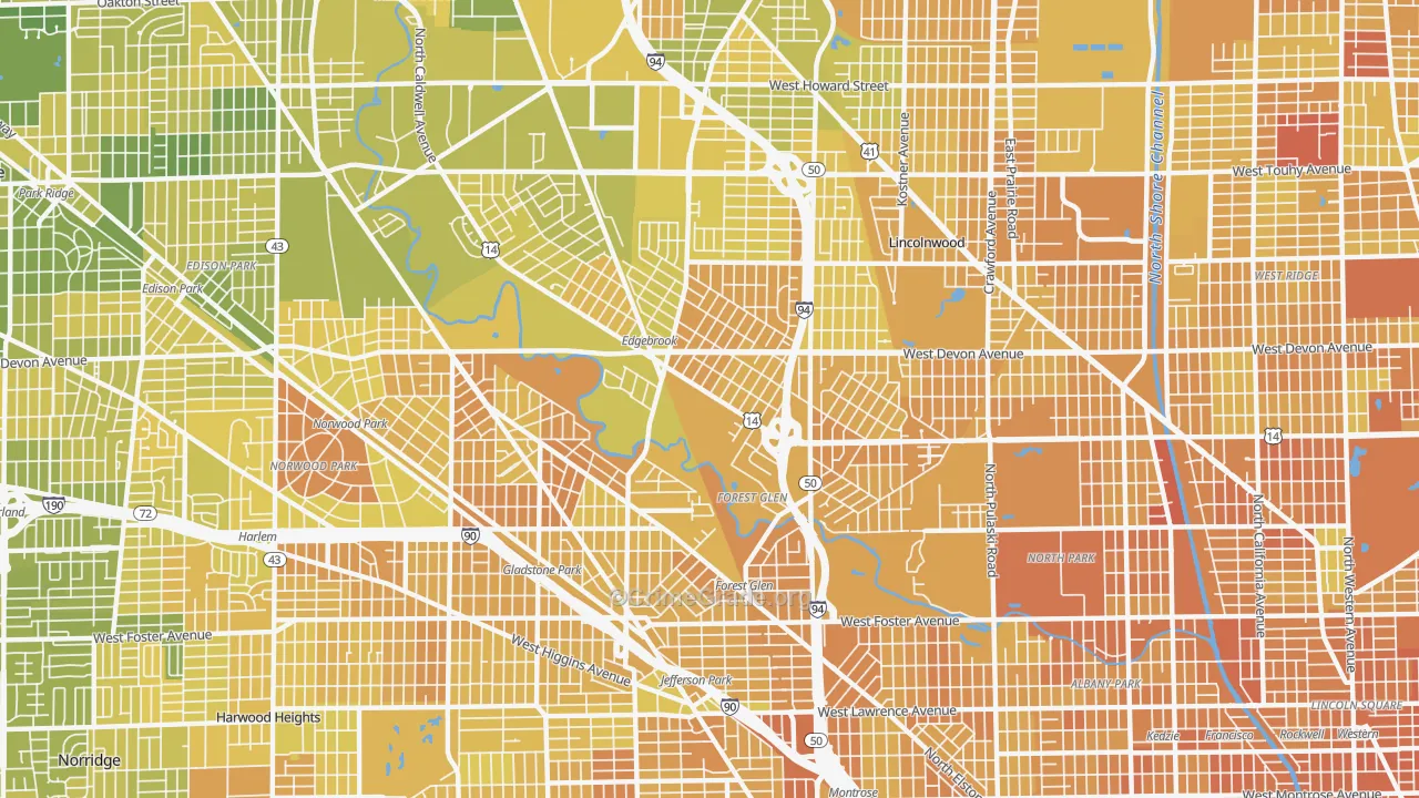 Forest Glen, Chicago, IL Map of Murder Rates