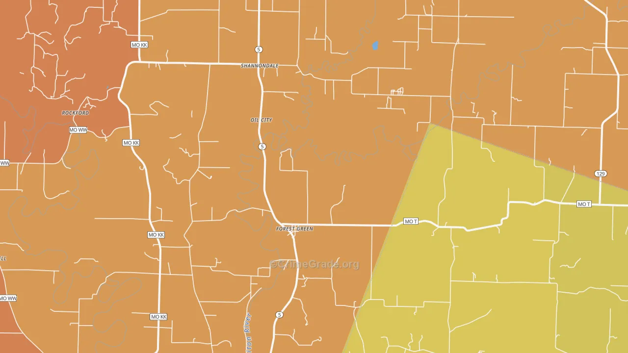 Forest Green, MO Map of Murder Rates