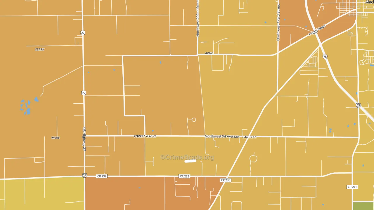 Forest Grove, FL Map of Murder Rates