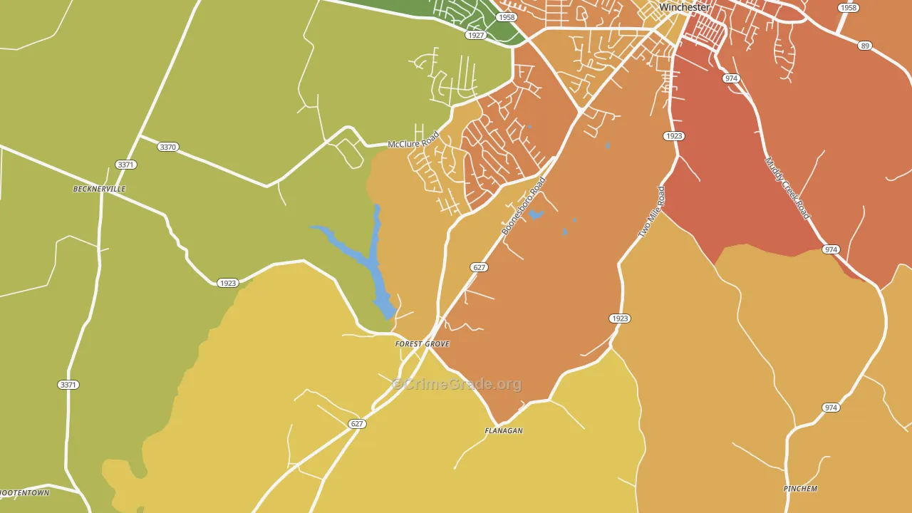 Forest Grove, KY Map of Murder Rates