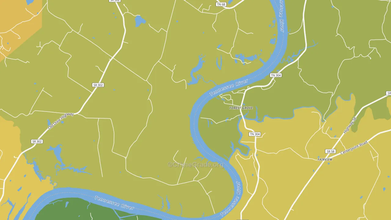 Forest Grove, TN Map of Murder Rates