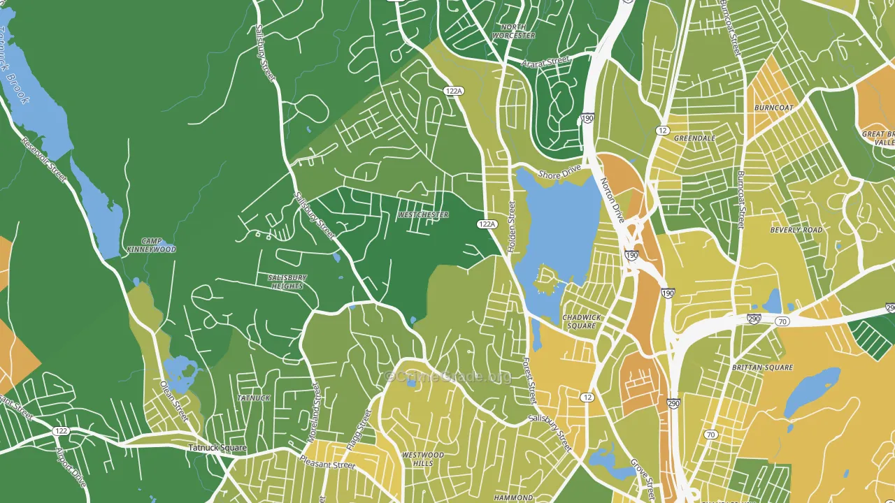 Forest Grove, Worcester, MA Map of Murder Rates