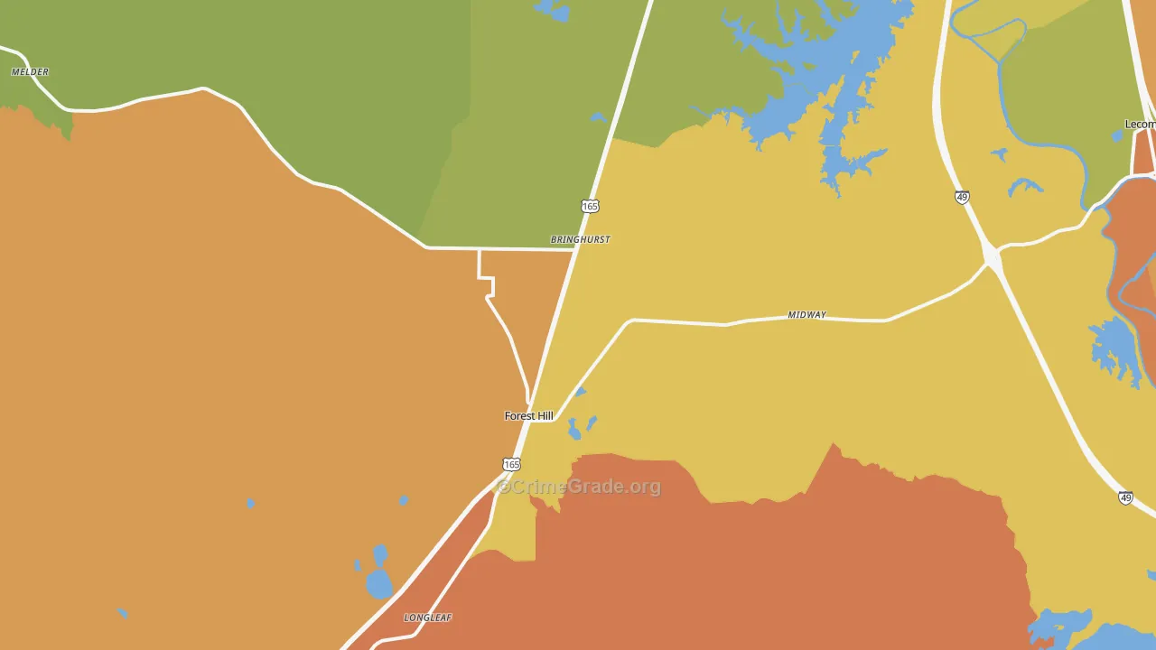 Forest Hill, LA Map of Murder Rates