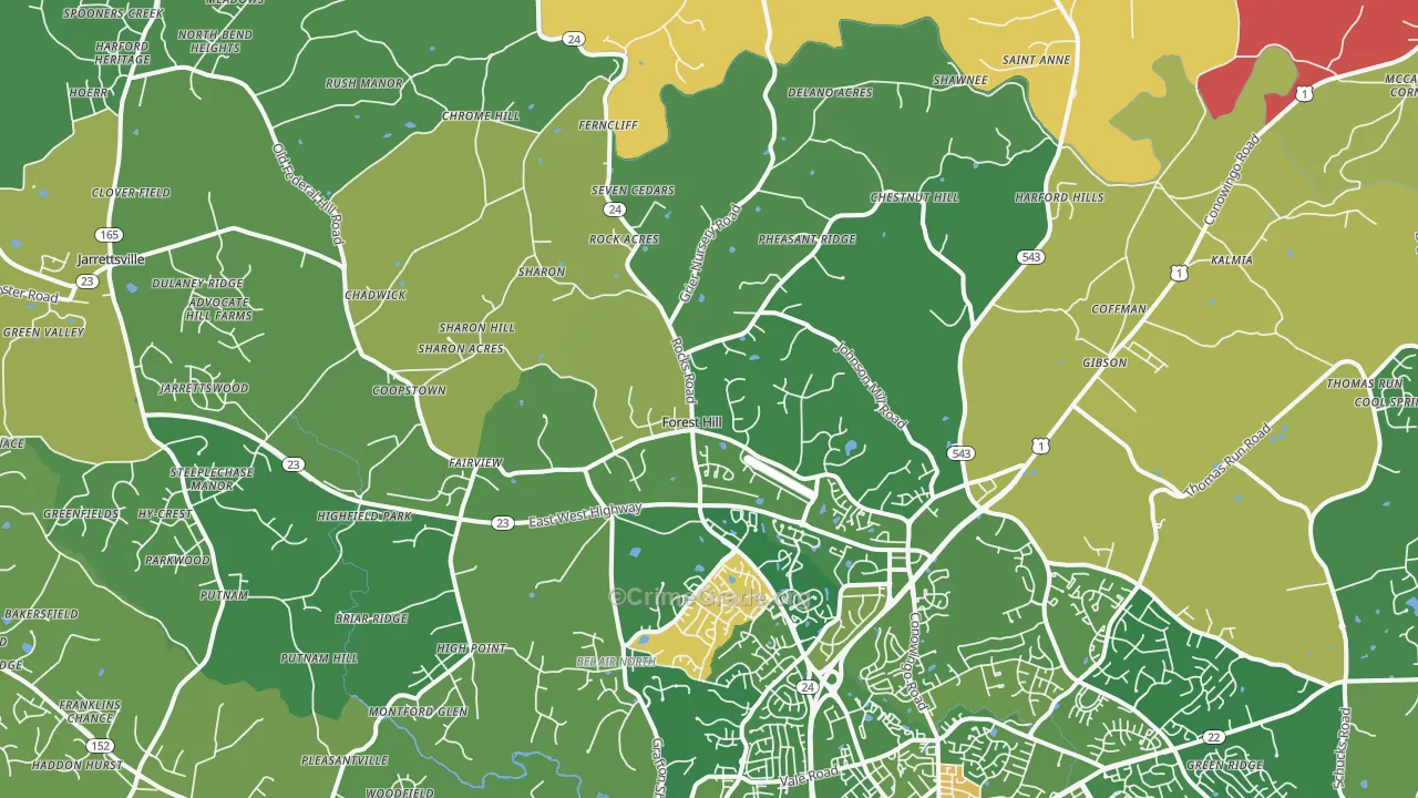 Forest Hill, MD Map of Murder Rates