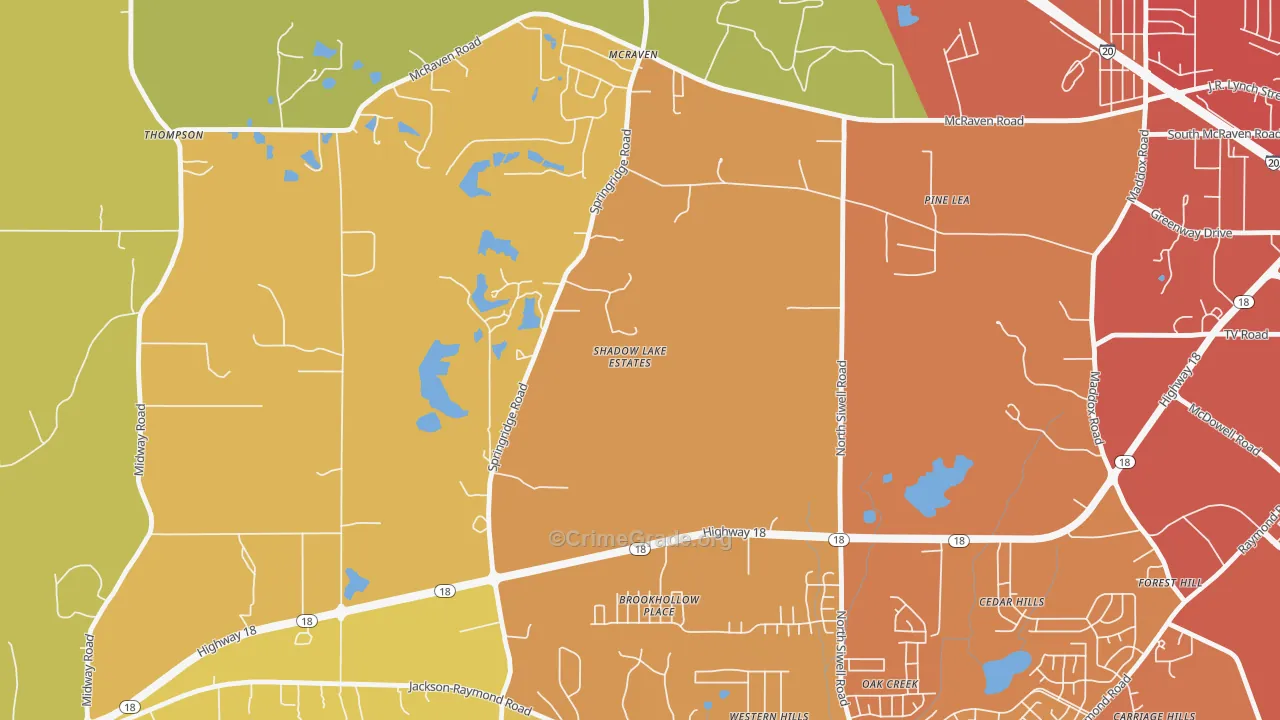 Forest Hill, MS Map of Murder Rates