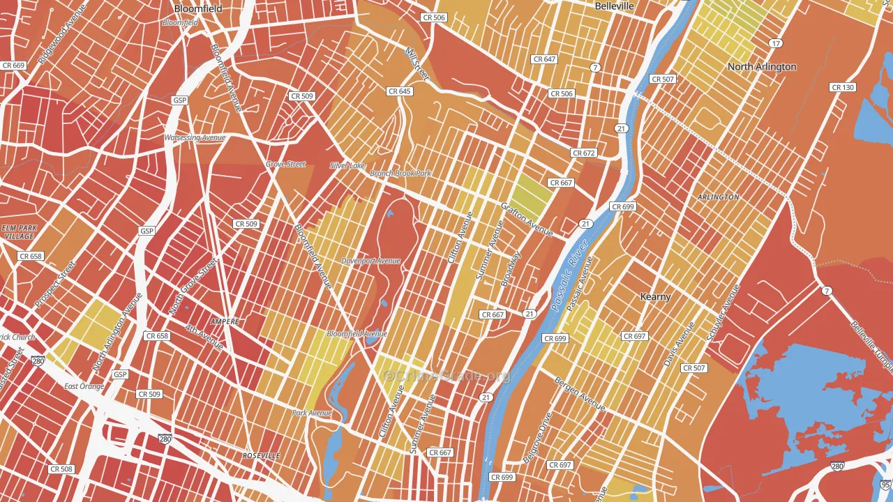 Forest Hill, Newark, NJ Map of Murder Rates
