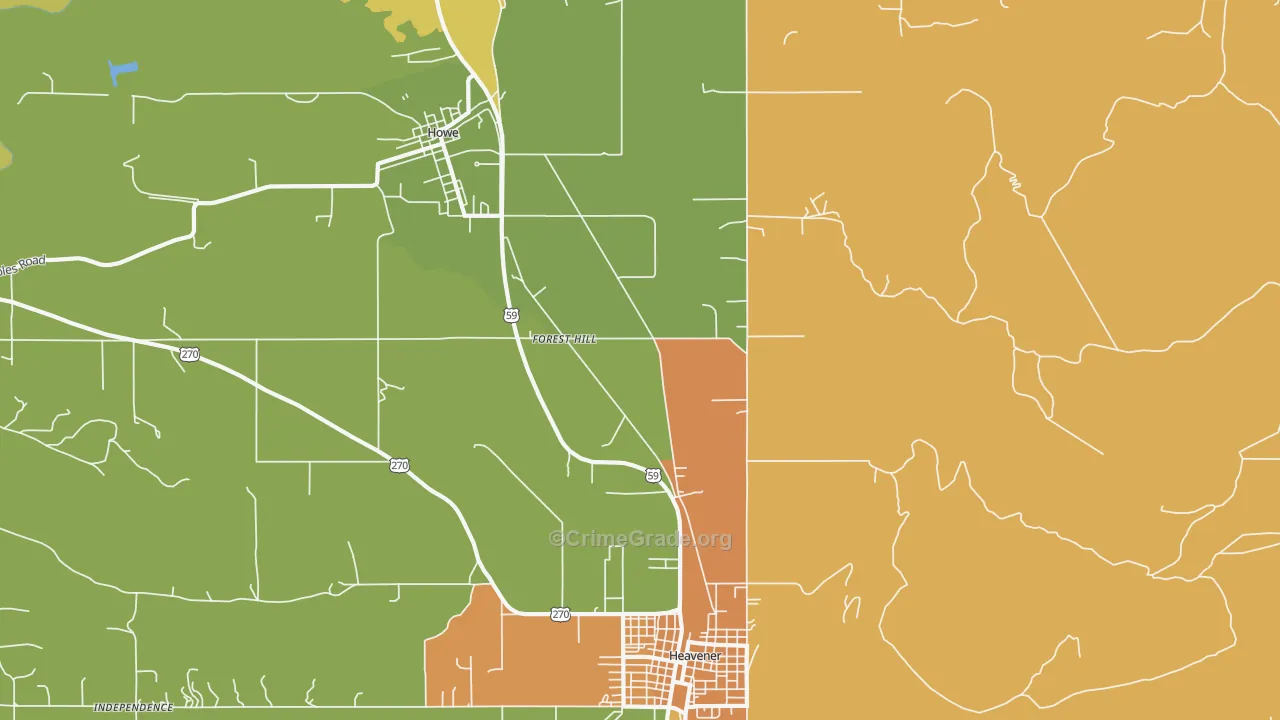 Forest Hill, OK Map of Murder Rates