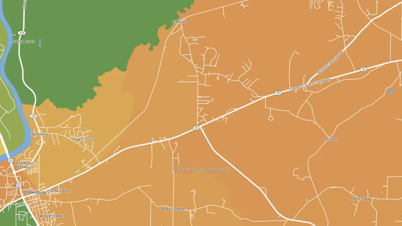 Forest Hills, AL Map of Murder Rates