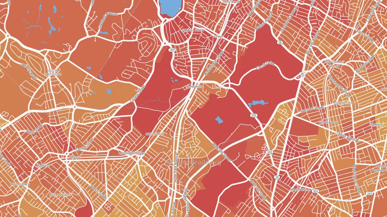 Forest Hills, Jamaica Plain, MA Map of Murder Rates
