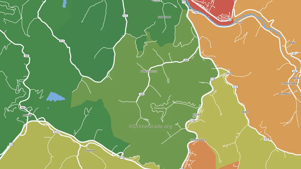 Forest Hills, KY Map of Murder Rates