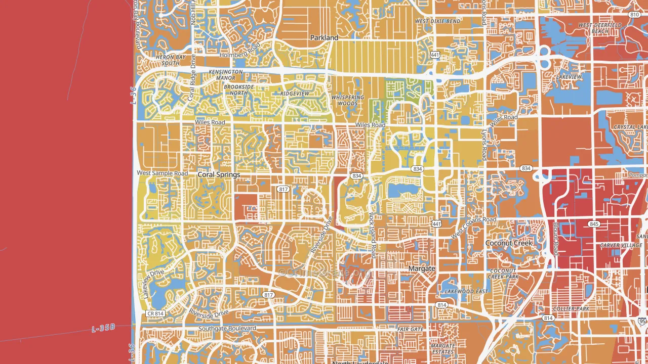 Forest Hills-Miami, Coral Springs, FL Map of Murder Rates
