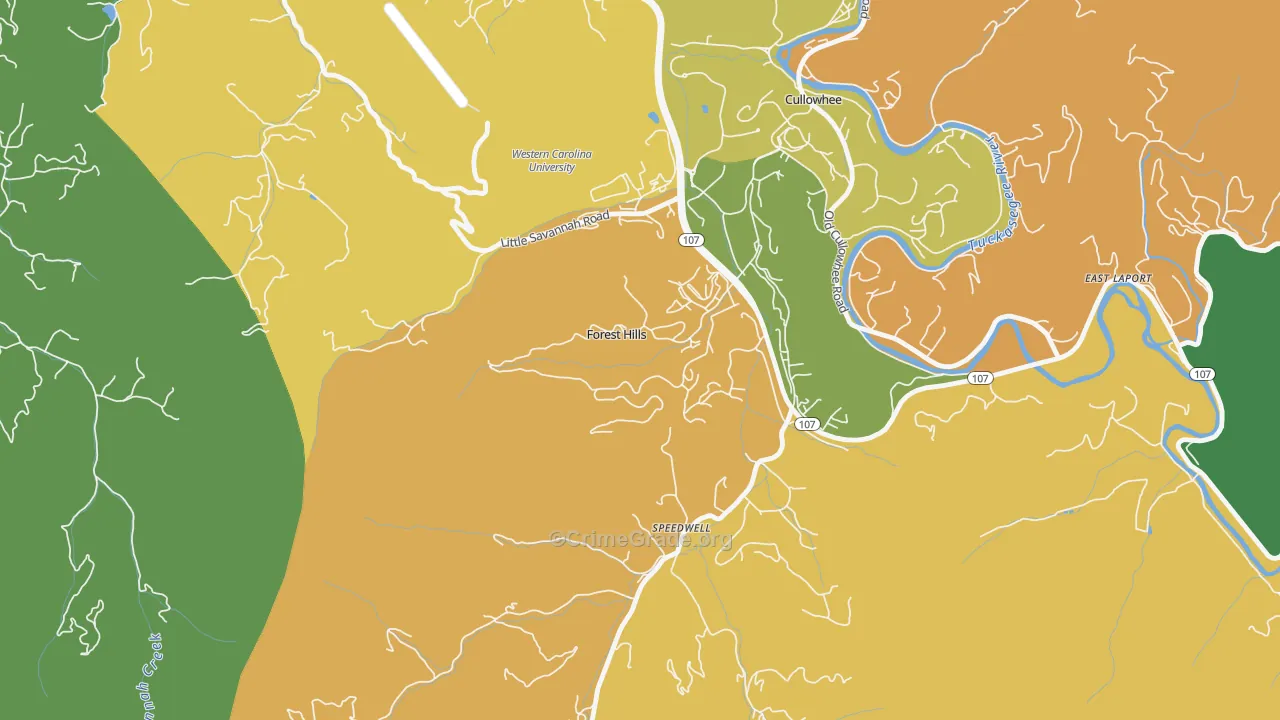 Forest Hills, NC Map of Murder Rates