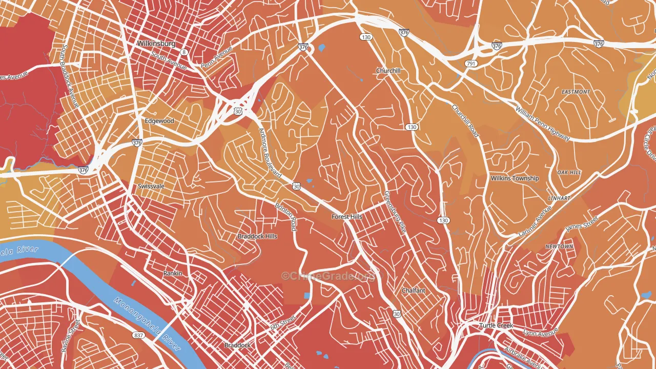 Forest Hills, PA Map of Murder Rates