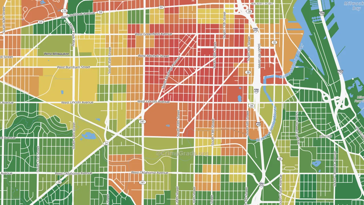 Forest Home Hills, Milwaukee, WI Map of Murder Rates