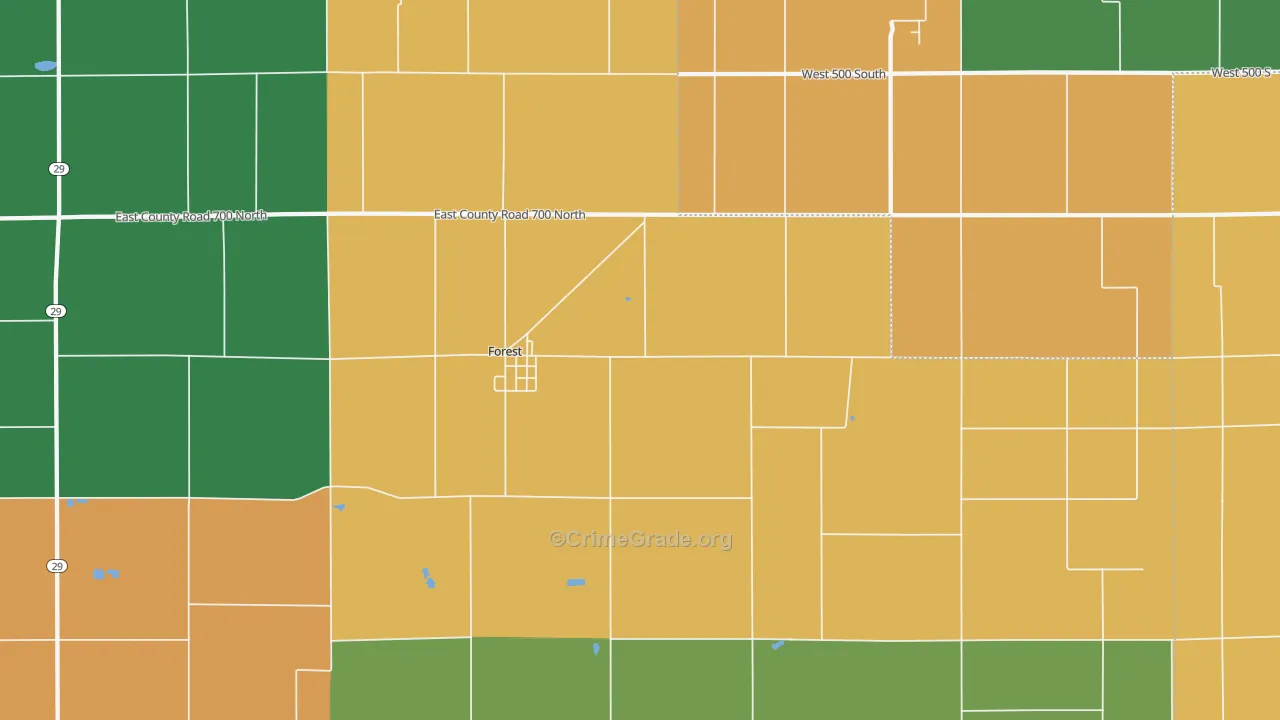 Forest, IN Map of Murder Rates