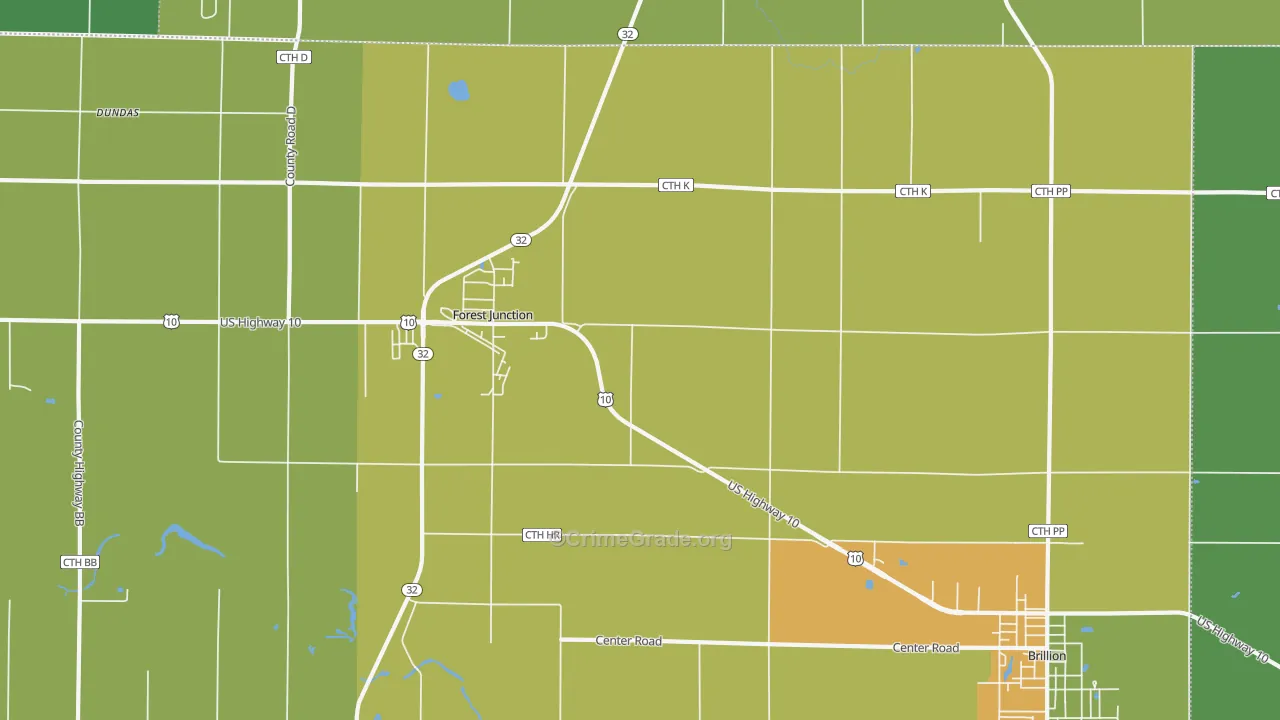 Forest Junction, WI Map of Murder Rates