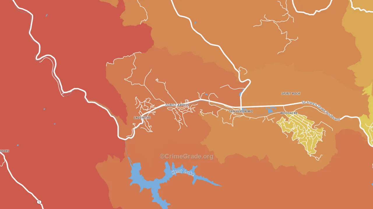 Forest Knolls, CA Map of Murder Rates
