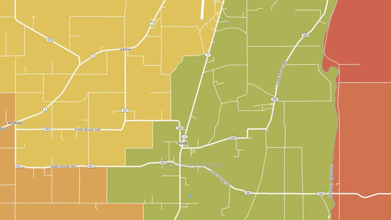 Forest, LA Map of Murder Rates