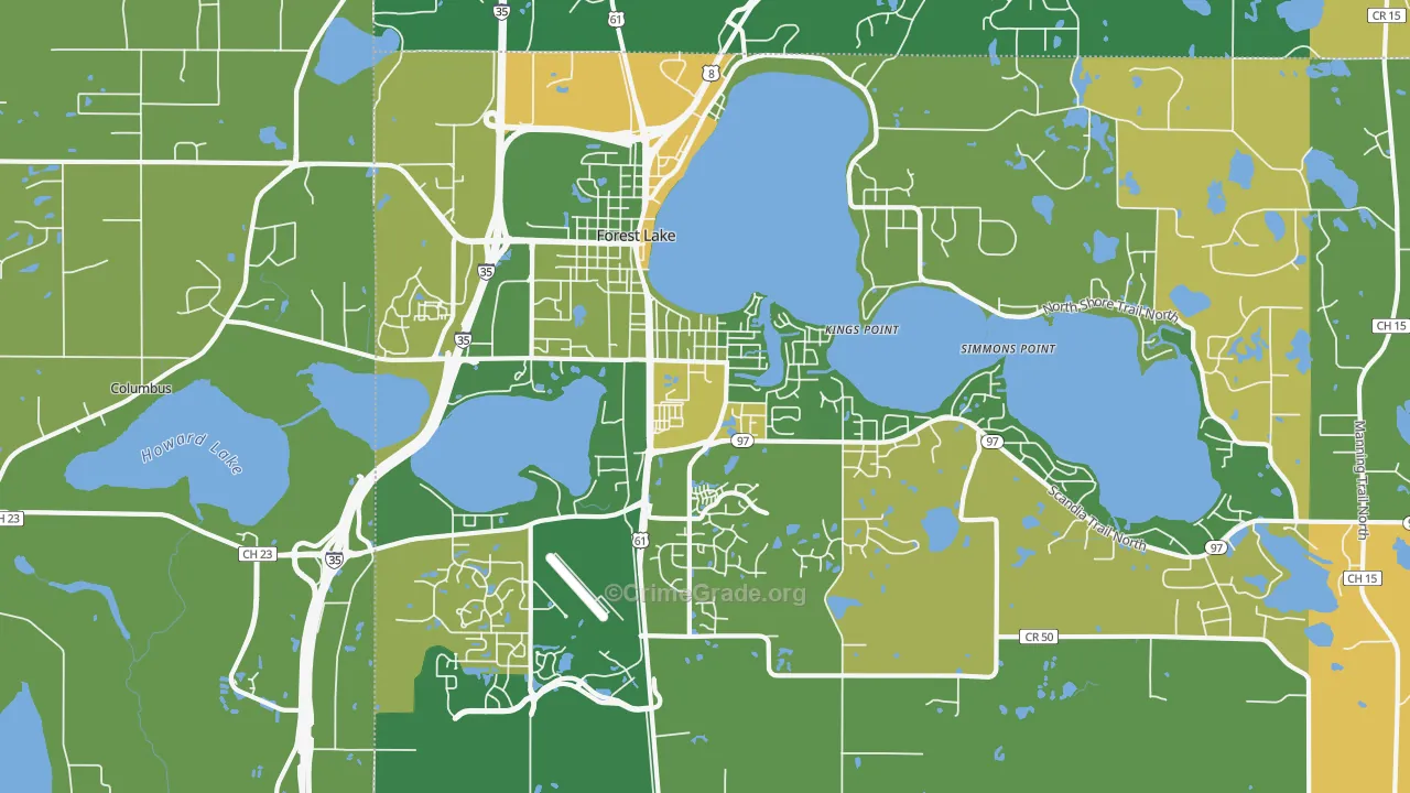 Forest Lake, MN Map of Murder Rates