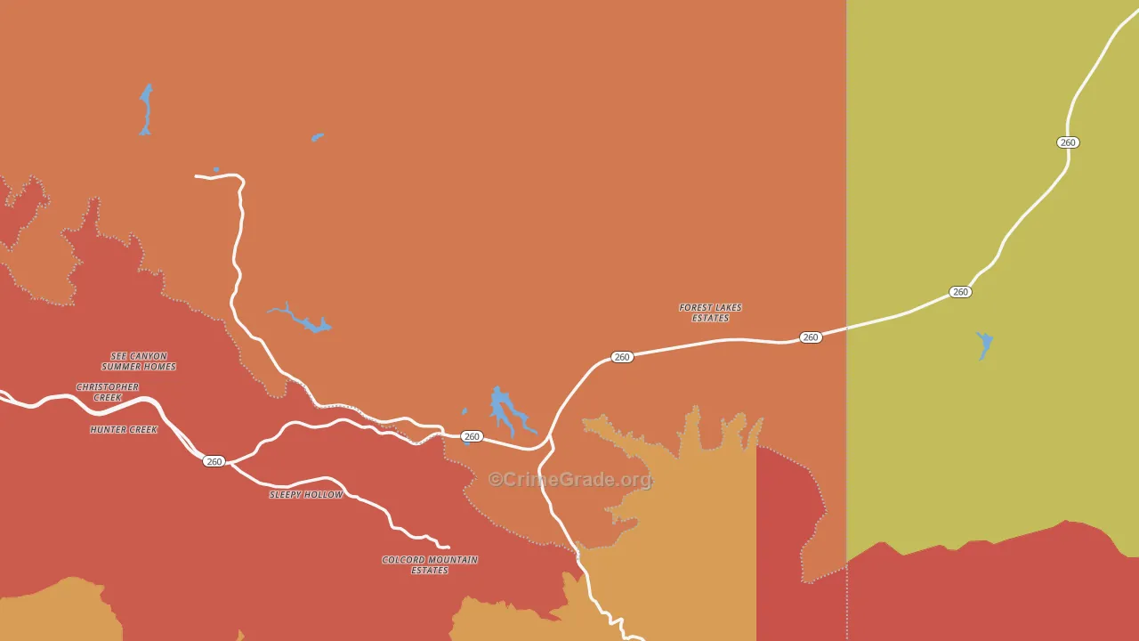 Forest Lakes, AZ Map of Murder Rates