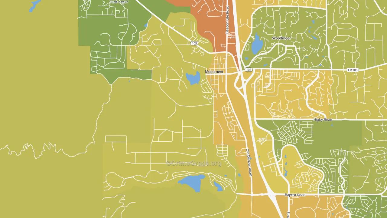 Forest Lakes, Monument, CO Map of Murder Rates