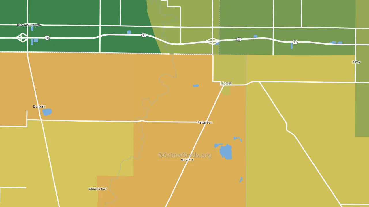 Forest, OH Map of Murder Rates
