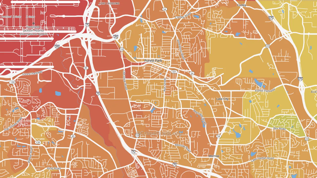 Forest Park, GA Map of Murder Rates