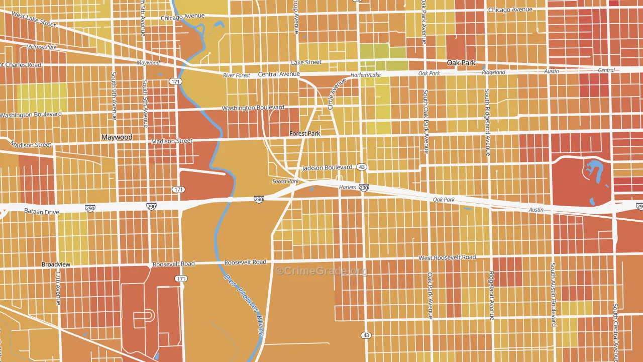 Forest Park, IL Map of Murder Rates