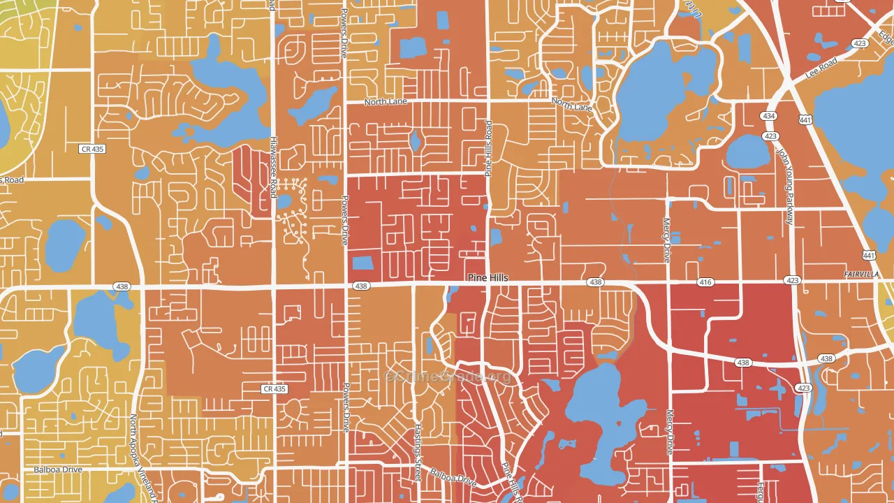 Forest Park, Pine Hills, FL Map of Murder Rates